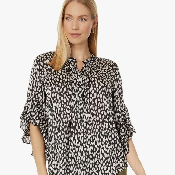 Vince Camuto Pin Tuck Ruffle Sleeve Blouse - Picture 1 of 10